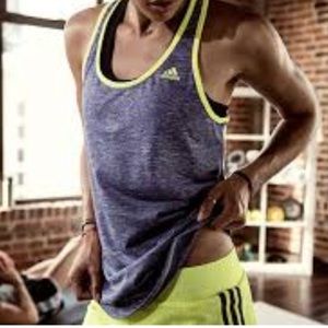 Adidas Climate Racerback Tank purple with neon trim size Small